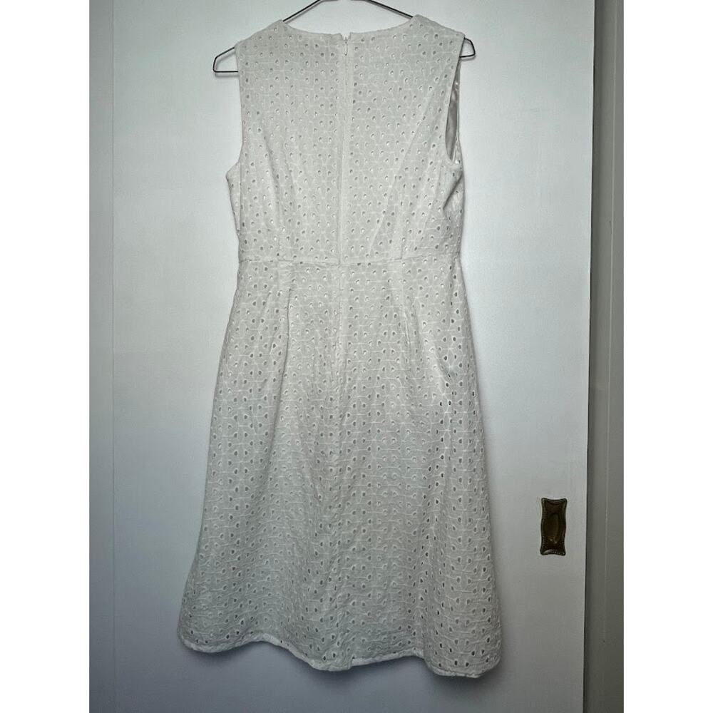 Eyelet Lace A-line Dress White Knee Length Y2K Womens Size 6 Sleeveless Sundress - Picture 8 of 16